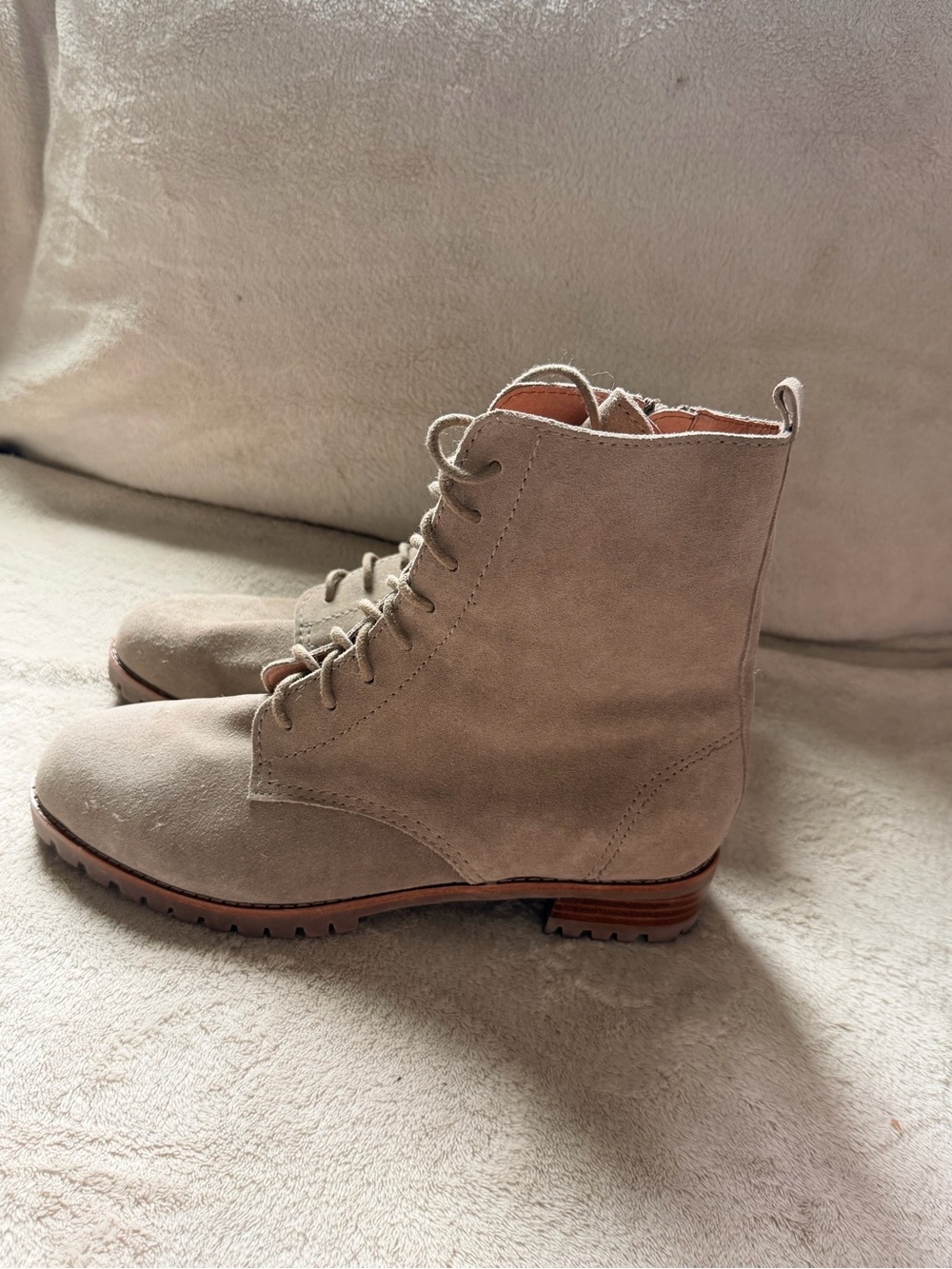 J. Jill Taupe Suede Lace-Up Ankle Boots